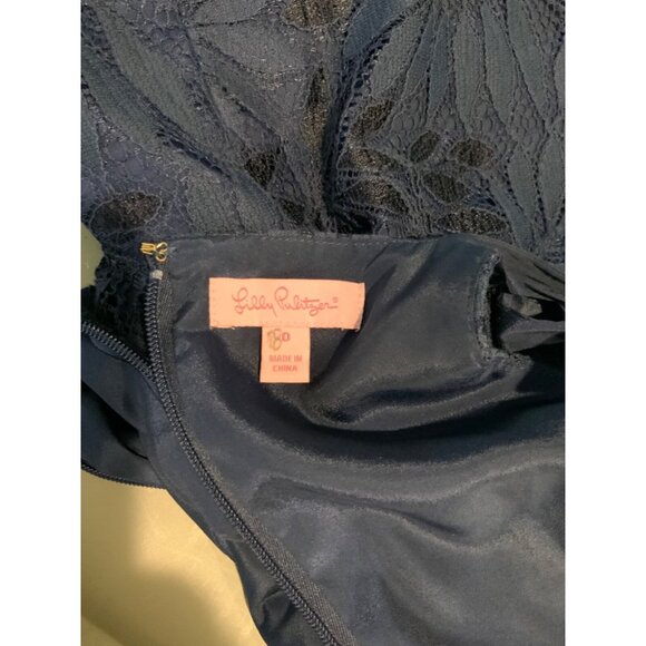 Lilly Pulitzer Kayleigh True Navy Blue Shift Dress Fern Gallery Lace,  Size 0 - Picture 5 of 5